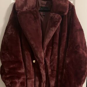 Faux Fur Cranberry Plush Coat